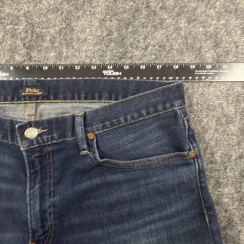 Polo Ralph Lauren Jeans Mens 36x32 Blue Varick Slim Straight Dark Wash Denim PRL